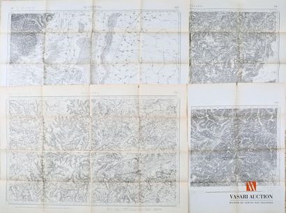 null 4 cartes militaires de différentes dimensions, Langres 99, Mulhouse, Lure, Montbéliard...