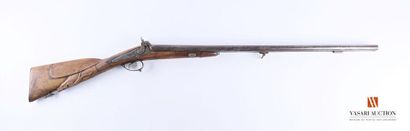 null Fusil de chasse à percussion, canons en table de 75 cm calibre 16, crosse sculptée...