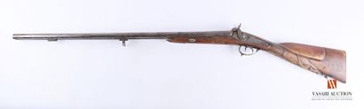 null Fusil de chasse à percussion, canons en table de 75 cm calibre 16, crosse sculptée...