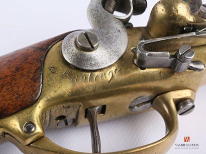 null Pistolet réglementaire modèle 1777, à silex, canon rond de 19 cm, daté 83, coffre...
