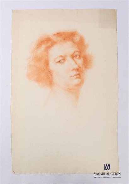 null VAN ROY Dolf (1858-1943) 
Portrait de femme, visage tourné vers la droite
Sanguine...