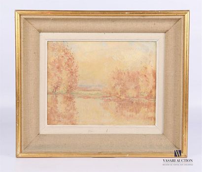 null GARRIGUE F. (XXth century)
Landscape by a pond
Oil on panel
Signature track...