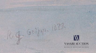 null GRIPP R.G.
L'arrivée en barque
Aquarelle sur papier 
Signée et datée 1872 en...