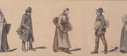 null Ecole française du XIXème siècle 
-Suite de dix portraits d'homme et de femme...