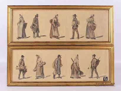 null Ecole française du XIXème siècle 
-Suite de dix portraits d'homme et de femme...