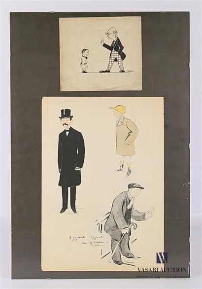 null Set of two lithographs on paper under glass
-SEM' (1863-1934) after
3 winners...