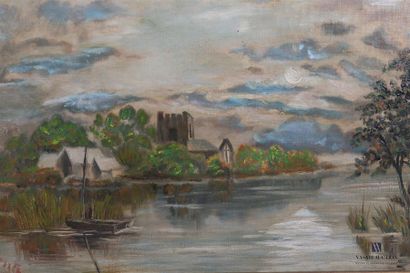 null HENTE
Boat on a pond 
Oil on canvas
Signed lower left 
21,5 X 33 cm 
framed...