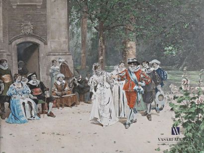null MOREAU Adrien (1843-1906) after
Scène de danse dans un parc - Élégantes et les...