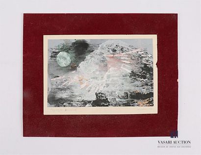null MICHAU (XXème siècle)
Paysage lunaire
Gouache contrecollée sur papier
Titrée,...