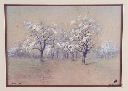 null AMBROISE Jules-François-Achille (XIX-XXème siècle)
Allée d'arbres enneigés 
Aquarelle...