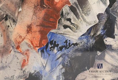 null SAINT MARTIN Marcel (1922-2010)
Composition abstraite 
Collage 
Signé en bas...