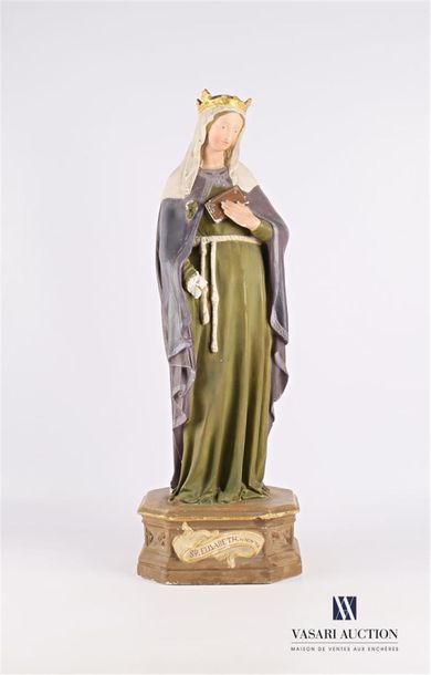 null Sujet en plâtre figurant Sainte Elisabeth de Hongrie 
XXème siècle
Haut. : 71...