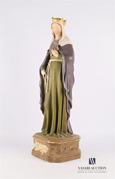 null Sujet en plâtre figurant Sainte Elisabeth de Hongrie 
XXème siècle
Haut. : 71...