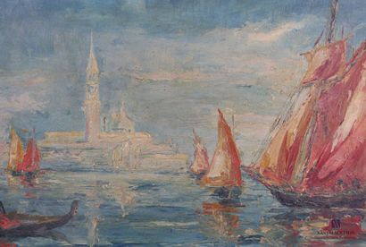 null French school early 20th century
View of the Doge
's Palace Oil on panel
21.5...