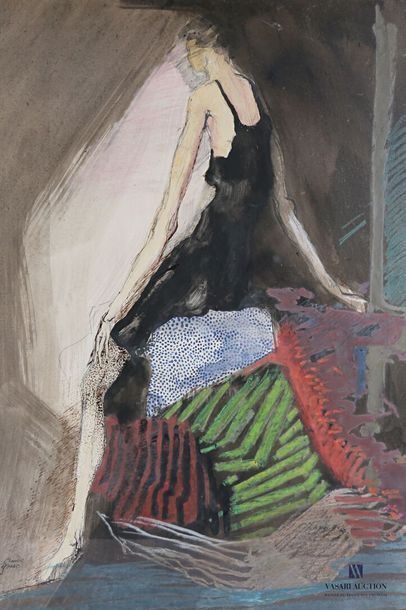 null GRAND Claude (XXth century)
Woman sitting on her back 3/4.
Mixed media on paper
Signed...