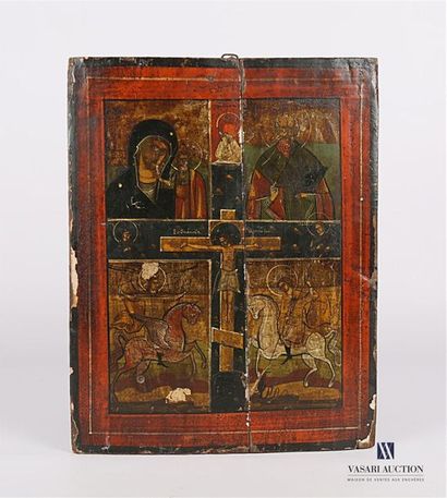 ICONE Icon representing on two registers, above the Virgin of Kazan and St. Nicholas,...