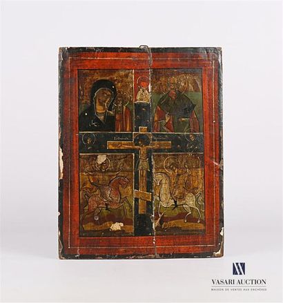 ICONE Icon representing on two registers, above the Virgin of Kazan and St. Nicholas,...