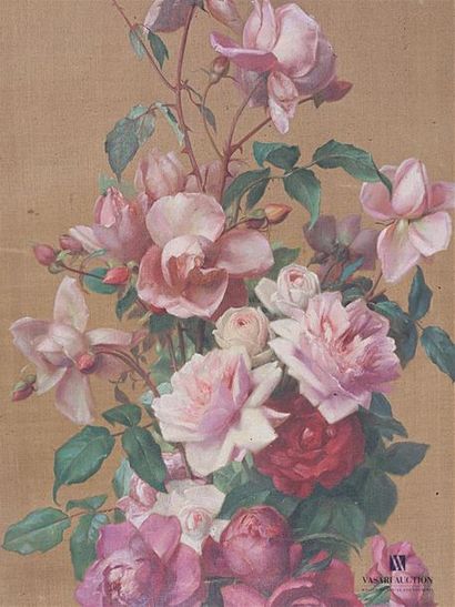 BENNER Jean (1836-1909) BENNER Jean (1836-1909) 
Bouquet of roses
Oil on canvas
Signed...