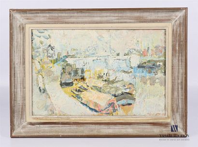 SAINT JEAN Marcel (1914-1994) SAINT JEAN Marcel (1914-1994) Yellow

barges Oil on...