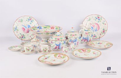 null BAYEUX
Set in white porcelain with polychrome chinese decoration and pink and...