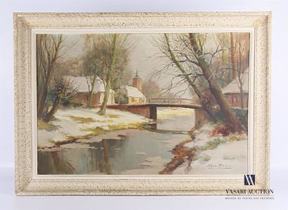 TERLOUW Kees (1890-1948) TERLOUW Kees (1890-1948)
Le pont du village sous la neige...