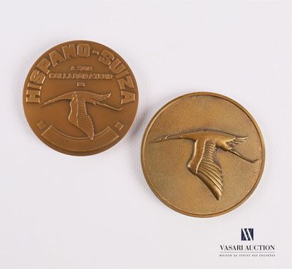 null HISPANO SUIZA
Two bronze medals, the first one marked "Marc Birkict 1878 - 1953"...