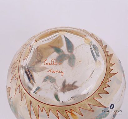 GALLE Charles (1818-1902) GALLE Charles (1818-1902) Glass ball
vase with polychrome...