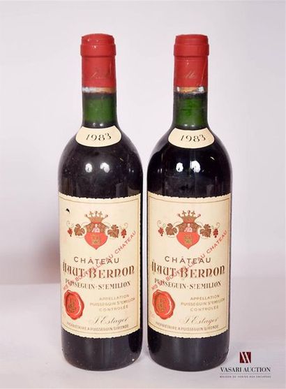 null 2 bottlesChâteau HAUT BERNONPuisseguin St Emilion1983Et
. a little stained (1...