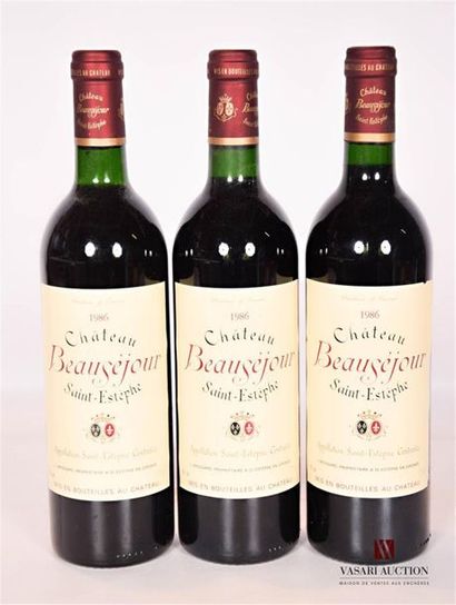 null 3 bouteilles	Château BEAUSÉJOUR	St Estèphe CB	1986
	Et. excellentes (1 léger...