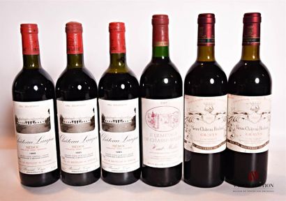 null Lot de 6 blles comprenant :		
3 bouteilles	Château LAUJAC	Médoc CB	1985
1 bouteille	L'ERMITAGE...