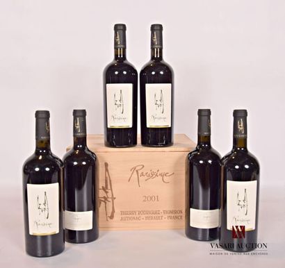 null 6 bouteilles	FAUGÈRES "Rarissime" mise Mas Gabinèle		2001
	Présentation et niveau,...