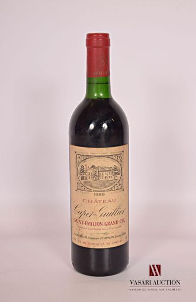 null 1 bouteille	Château CAPET GUILLIER	St Emilion GC	1989
	Et. un peu fanée et tachée....