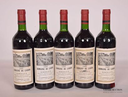 null 5 bottlesDOMAINE DE LAHONBordeaux1989Et
. faded, and a little stained (2 torn)....