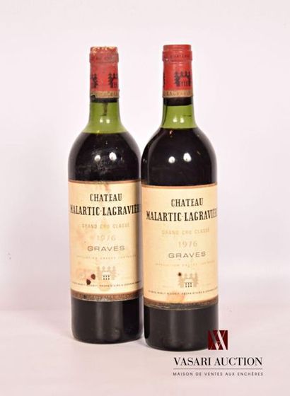 null 2 bouteilles	Château MALARTIC LAGRAVIÈRE	Graves GCC	1976
	Et.: 1 tachée, 1 plus...