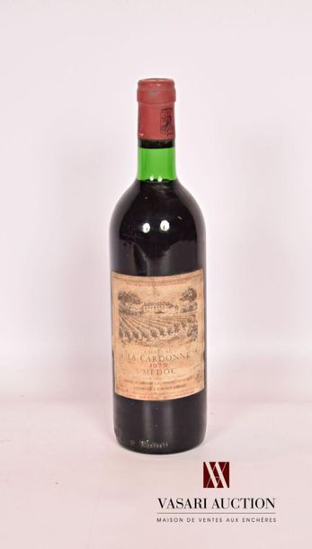 null 1 bouteille	Château LA CARDONNE	Médoc CB	1979
	Et. tachée mais lisible. N :...