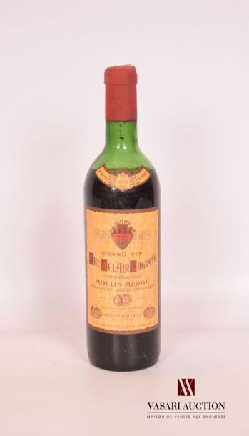 null 1 bouteille	Château BEL AIR LAGRAVE GRAND POUJEAUX	Moulis	1970
	Et. un peu tachée....