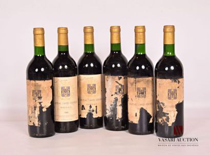 null 6 bouteilles	Château DAVID SERTREAU	Bordeaux	1988
	Et.: 1 un peu fanée et tachée,...