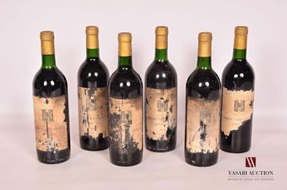 null 6 bouteilles	Château DAVID SERTREAU	Bordeaux	1988
	Et. très fanée et usées,...