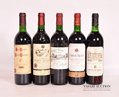 null Lot de 5 bouteilles comprenant :		
1 bouteille 	LES HAUTS DE SAINT ESTÈPHE	St-Estèphe	1992
1...
