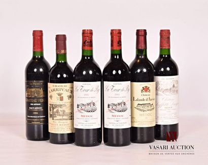 null Lot de 6 bouteilles comprenant : 		
2 bouteilles 	Château LA TOUR DE BY	Médoc	1991
1...