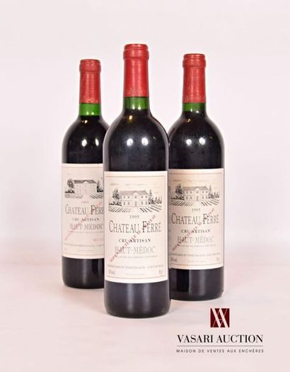 null 3 bouteilles	Château FERRÉ	Haut-Médoc	
	2 blles de 1995, 1 blle de 1993.		
	Et.:...