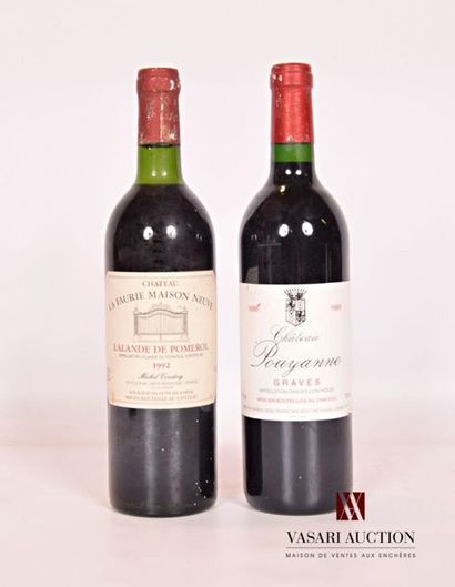 null Lot de 2 bouteilles comprenant :		
1 bouteille	Château POUYANNE	Graves	1995
1...