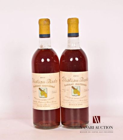 null 2 bouteilles	Château DU PIADA	Barsac Sauternes	1970
	Et.: 1 un peu tachée, 1...