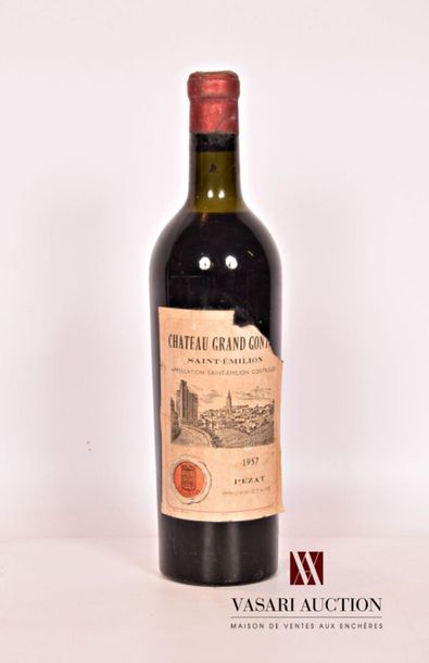 null 1 bouteille	Château GONT?	St Emilion	1957
	Et. fanée, tachée et déchirée à l'angle....