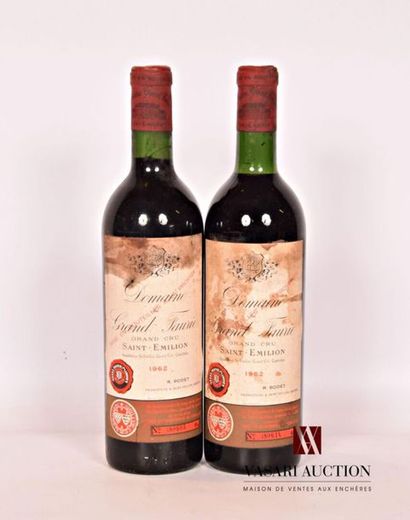 null 2 bouteilles	DOMAINE DU GRAND FAURIE	St Emilion GC	1962
	Et. tachées. N : 1...