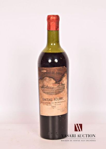 null 1 bouteille	Château ROUBRIC	1ères Côtes de Bordeaux	1955
	Et. très tachée mais...