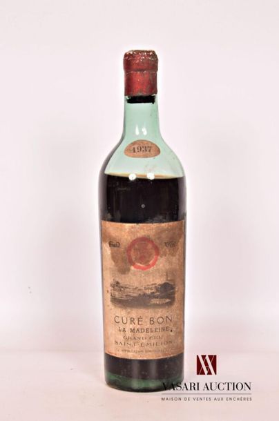 null 1 bouteille	CURÉ BON LA MADELEINE	St Emilion GC	1937
	Mise nég. Et. très tachée...