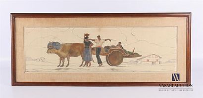 null FLOUTIER Louis (1882-1936)
The plough Watercolour
drawing on fabric
Signed lower...