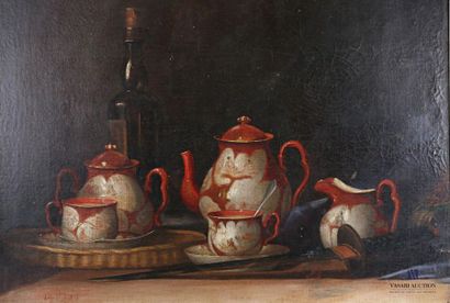 null French school of the XIXth century
Still life with Japanese porcelain tea service...