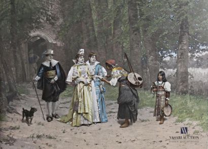 null MOREAU Adrien (1843-1906) d'après
Scène de danse dans un parc - Élégantes et...